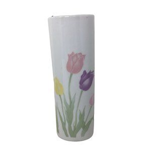 Vintage 1989 Ceramic Bud Flower Vase "Especially For You" w/ Pink, Purple
